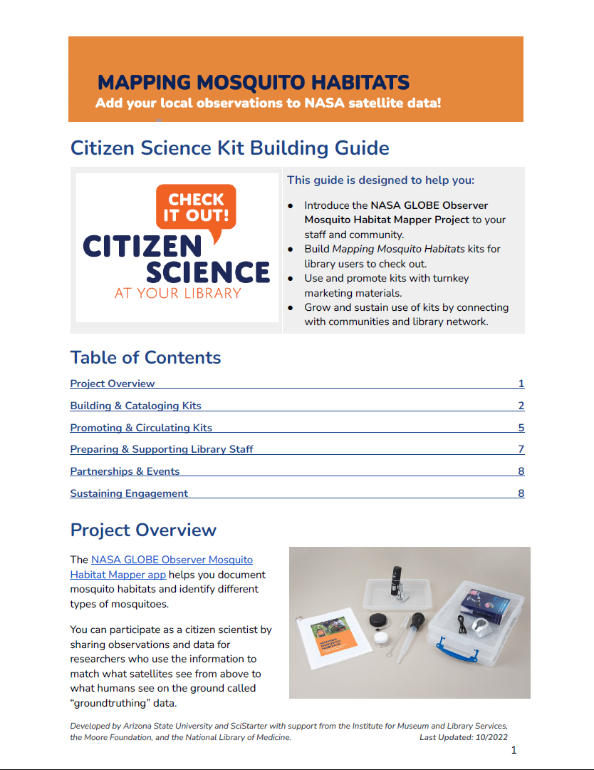 Library Kit Building Guide Mapping Mosquito Habitats SciStarter